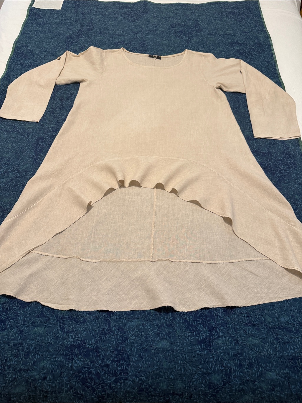 Nt By Amati Linen Light Beige High-Low Tunic Top